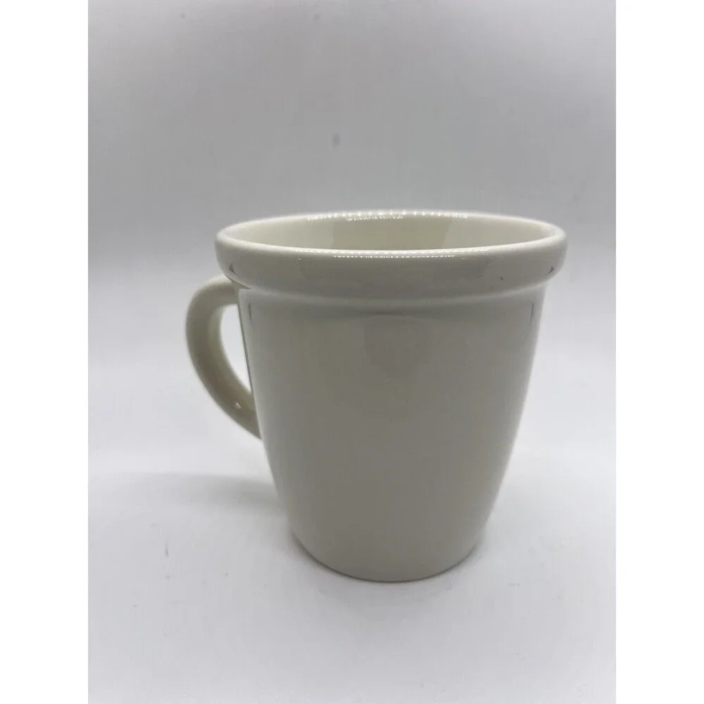 Crate & Barrel White Coffee Mug Tea Cup with Handle and Rim
